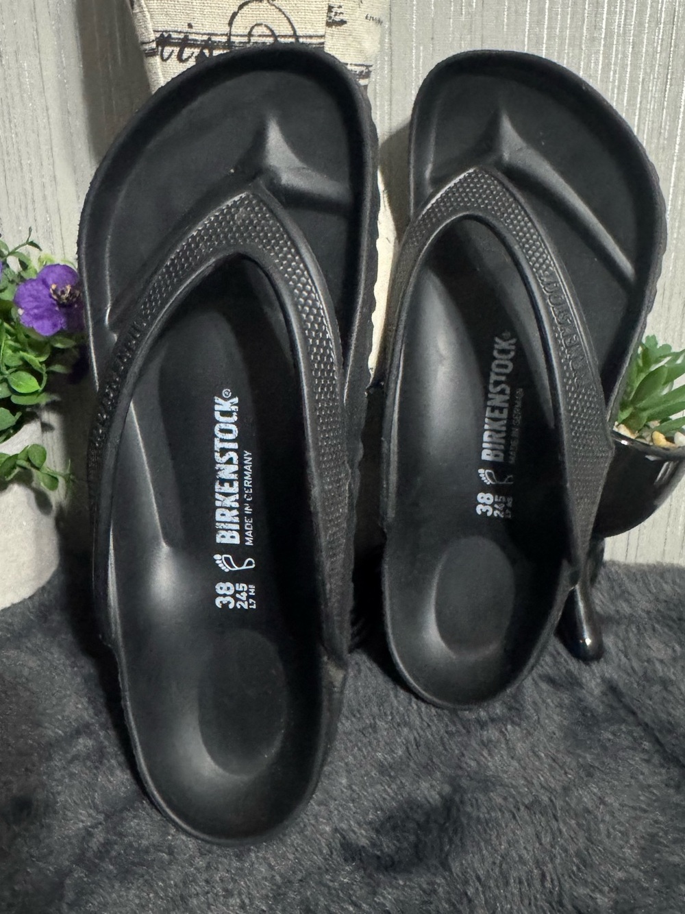 Birkenstock Gizeh Black EVA Waterproof Thong Sandals Size 38